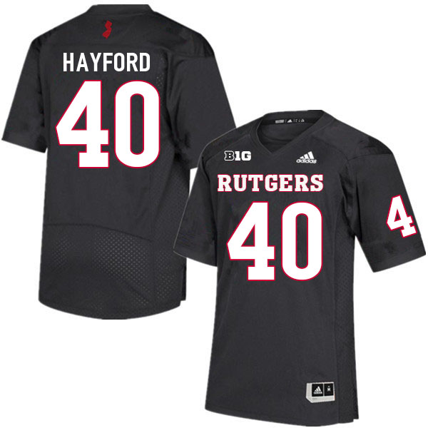 Men #40 Joe Hayford Rutgers Scarlet Knights College Football Jerseys Sale-Black - Click Image to Close